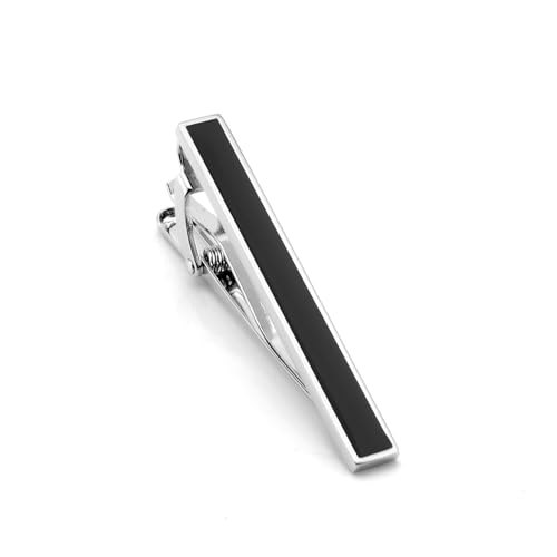 AMDXD Krawattenklammer Personalisiert, Klassiker Krawattenklammern für Jungen, Silber Schwarz Krawattenklammer Tie Clip für Anzug Hemd Hochzeit Business Graduation Gift von AMDXD