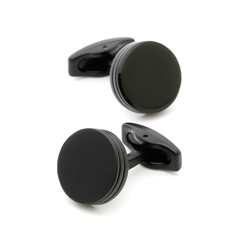 AMDXD Manschettenknöpfe, Rund Cufflinks for Men Gold, Schwarz Manschettenknöpfe für Unternehmen von AMDXD