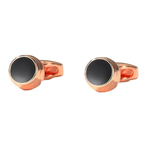 AMDXD Manschettenknöpfe, Rund Emaille Cufflinks Shirt for Men, Rose Gold Manschettenknöpfe für Herren zur Hochzeit, Verlobung, Valentinstag, Jahrestag von AMDXD