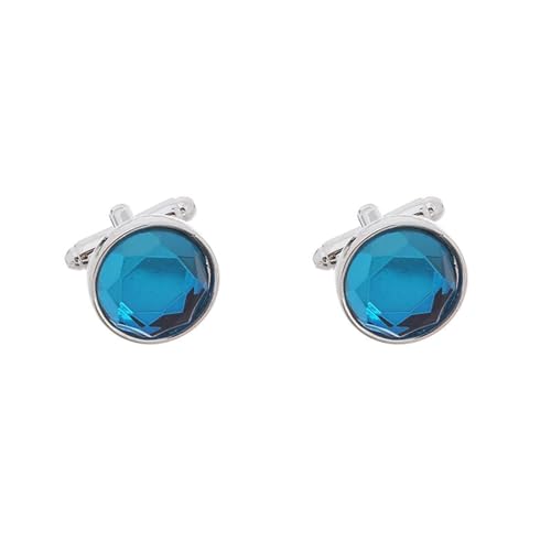 AMDXD Manschettenknöpfe Elefant, Rund Cufflinks Shirt for Men mit Zirkonia Blau, Silber Manschettenknöpfe Hochzeitsgeschenke von AMDXD