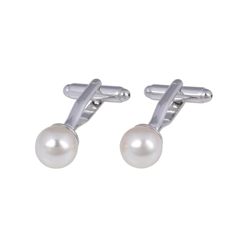 AMDXD Manschettenknöpfe Elegant, Perle Cufflinks for Men Gold, Silber Manschettenknöpfe für Anzug Hemd Hochzeit Business Graduation Gift von AMDXD