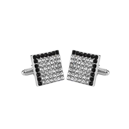 AMDXD Manschettenknöpfe Elegant, Quadrat Cufflinks Box for Men mit Zirkonia Weiß Schwarz, Silber Manschettenknöpfe für Anzug Hemd Hochzeit Business Graduation Gift von AMDXD