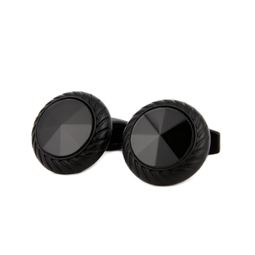 AMDXD Manschettenknöpfe Glänzend, Emaille Cufflinks Shirt for Men mit Zirkonia Schwarz, Schwarz Manschettenknöpfe Hochzeitsgeschenke von AMDXD