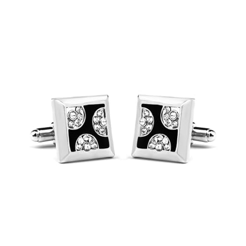 AMDXD Manschettenknöpfe Glänzend, Quadrat Cufflinks Wedding mit Zirkonia, Silber Schwarz Manschettenknöpfe für Anzug Hemd Hochzeit Business Graduation Gift von AMDXD