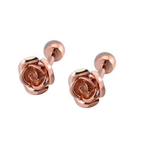 AMDXD Manschettenknöpfe Glänzend, Rose Cufflinks Shirt for Men, Rose Gold Manschettenknöpfe Hochzeitsgeschenke von AMDXD