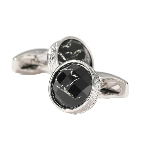 AMDXD Manschettenknöpfe Gravur, Rund Cufflinks for Men, Silber Manschettenknöpfe Hochzeitsgeschenke von AMDXD