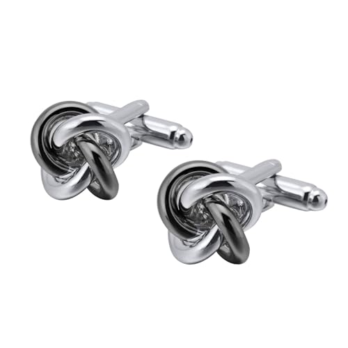 AMDXD Manschettenknöpfe Gravur, Verdrehte Cufflinks Box for Men, Silber Schwarz Manschettenknöpfe Hochzeitsgeschenke von AMDXD