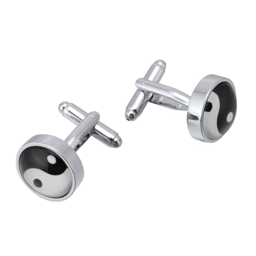 AMDXD Manschettenknöpfe Hemd, Yin Yang Tai Chi Cufflinks Shirt for Men, Silber Manschettenknöpfe Hochzeitsgeschenke von AMDXD