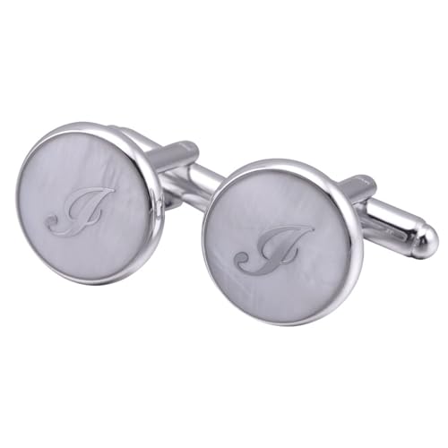 AMDXD Manschettenknöpfe Hemd Herren, Buchstaben I Cufflinks Shirt for Men, Silber Manschettenknöpfe für Anzug Hemd Hochzeit Business Graduation Gift von AMDXD