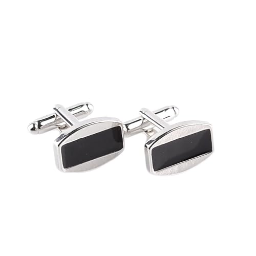 AMDXD Manschettenknöpfe Hemd Herren, Rechteck Cufflinks, Silber Schwarz Manschettenknöpfe für Anzug Hemd Hochzeit Business Graduation Gift von AMDXD