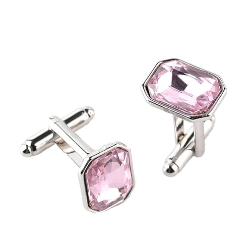 AMDXD Manschettenknöpfe Hemden, Klassiker Cufflinks Wedding mit Zirkonia Rosa, Silber Manschettenknöpfe für Herren zur Hochzeit, Verlobung, Valentinstag, Jahrestag von AMDXD