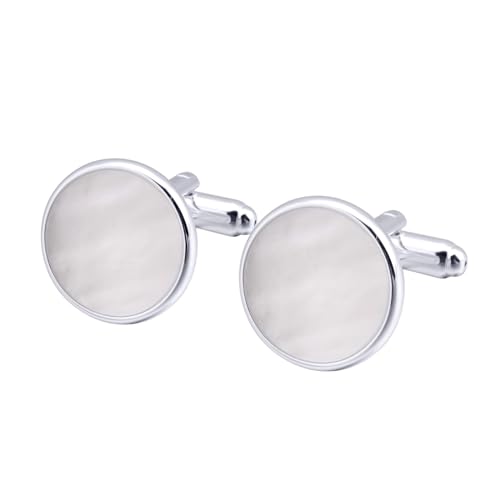 AMDXD Manschettenknöpfe Hemden, Perle Cufflinks Box for Men, Silber Manschettenknöpfe für Anzug Hemd Hochzeit Business Graduation Gift von AMDXD