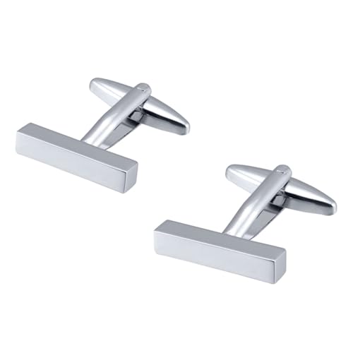 AMDXD Manschettenknöpfe Hemden, Rechteckige Stange Cufflinks, Silber Manschettenknöpfe für Herren zur Hochzeit, Verlobung, Valentinstag, Jahrestag von AMDXD