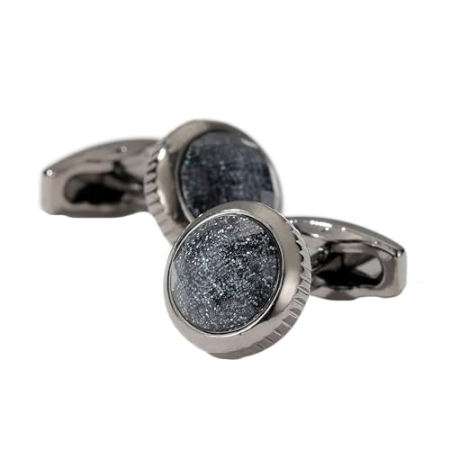 AMDXD Manschettenknöpfe Hemden, Rund Cufflinks, Schwarz Manschettenknöpfe für Anzug Hemd Hochzeit Business Graduation Gift von AMDXD