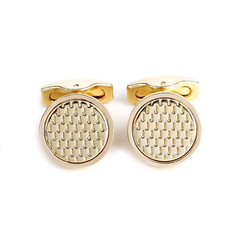 AMDXD Manschettenknöpfe Hemden, Rund Cufflinks for Men, Gold Manschettenknöpfe für Unternehmen von AMDXD