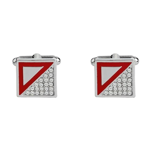 AMDXD Manschettenknöpfe Herren, Dreieck Cufflinks Wedding mit Zirkonia, Silber Rot Manschettenknöpfe für Anzug Hemd Hochzeit Business Graduation Gift von AMDXD