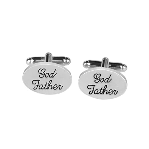 AMDXD Manschettenknöpfe Herren, God Father" Oval Cufflinks for Men, Silber Manschettenknöpfe für Herren zur Hochzeit, Verlobung, Valentinstag, Jahrestag von AMDXD