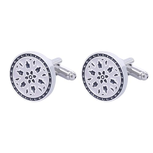 AMDXD Manschettenknöpfe Herren Edelstahl, Rund Cufflinks, Silber Manschettenknöpfe für Herren zur Hochzeit, Verlobung, Valentinstag, Jahrestag von AMDXD