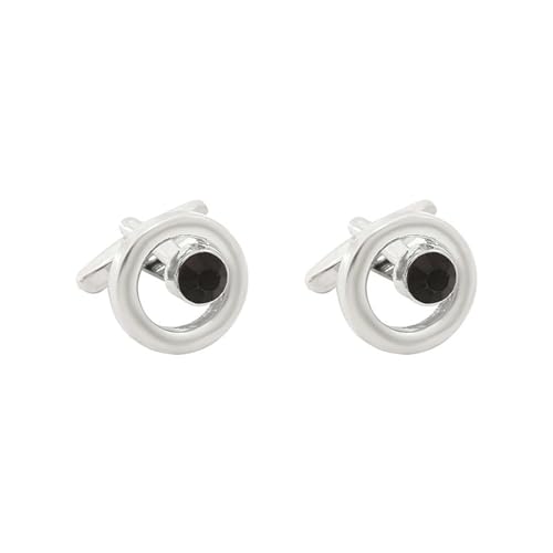 AMDXD Manschettenknöpfe Herren Elegant, Klassiker Cufflinks for Men mit Zirkonia Schwarz, Silber Manschettenknöpfe für Herren zur Hochzeit, Verlobung, Valentinstag, Jahrestag von AMDXD