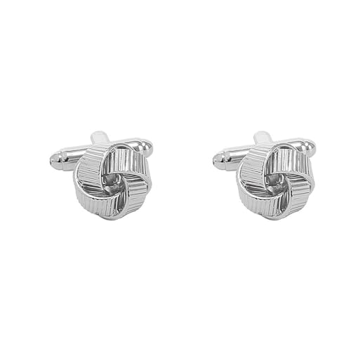 AMDXD Manschettenknöpfe Herren Elegant, Verdrehte Cufflinks, Silber Manschettenknöpfe für Anzug Hemd Hochzeit Business Graduation Gift von AMDXD