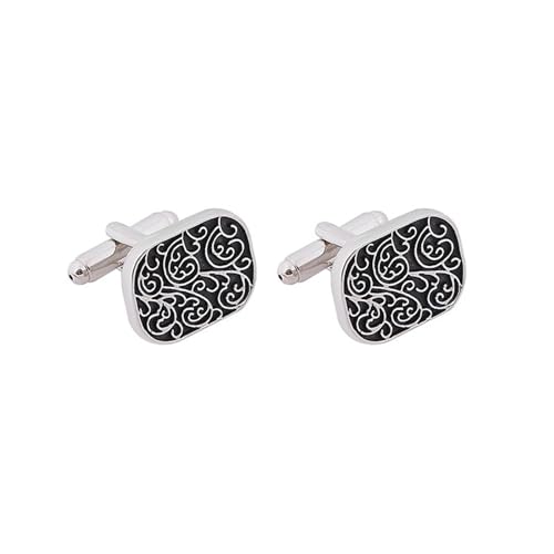 AMDXD Manschettenknöpfe Herren Elegant, Vintage Blumen Muster Cufflinks, Silber Manschettenknöpfe für Anzug Hemd Hochzeit Business Graduation Gift von AMDXD