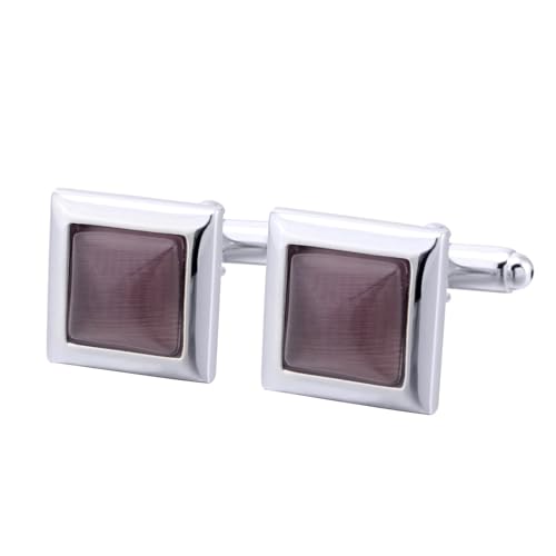 AMDXD Manschettenknöpfe Herren Gravur, Quadrat Stein Cufflinks Shirt for Men, Lila Rosa Manschettenknöpfe für Herren zur Hochzeit, Verlobung, Valentinstag, Jahrestag von AMDXD