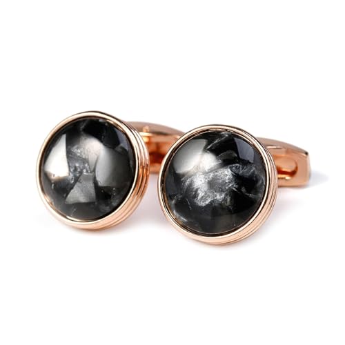 AMDXD Manschettenknöpfe Herren Gravur, Rund Cufflinks, Rose Gold Manschettenknöpfe für Anzug Hemd Hochzeit Business Graduation Gift von AMDXD