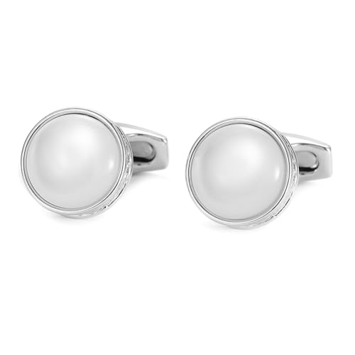 AMDXD Manschettenknöpfe Herren Gravur, Rund Cufflinks Wedding, Silber Manschettenknöpfe Hochzeitsgeschenke von AMDXD