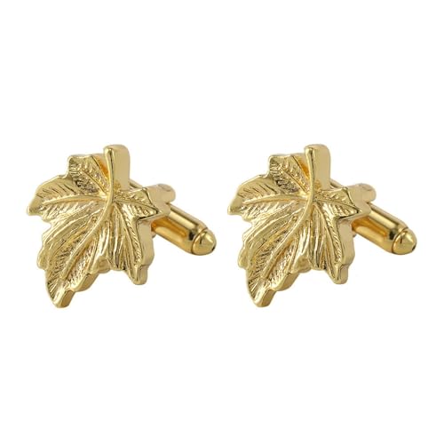 AMDXD Manschettenknöpfe Herren Modern, Ahornblatt Cufflinks, Gold Manschettenknöpfe für Unternehmen von AMDXD