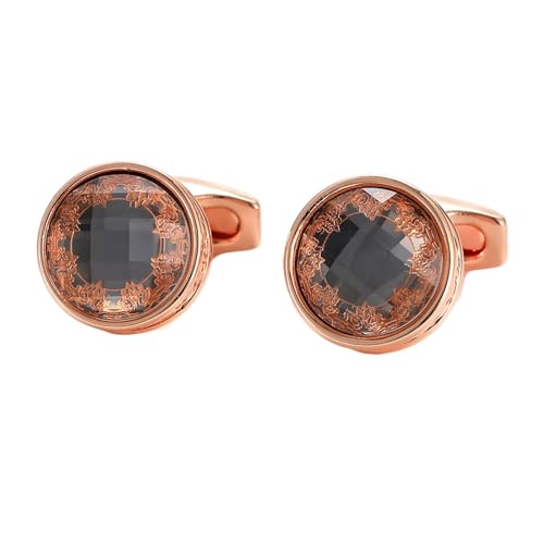 AMDXD Manschettenknöpfe Herren Modern, Rund Blumen Muster Cufflinks for Men, Rose Gold Manschettenknöpfe für Anzug Hemd Hochzeit Business Graduation Gift von AMDXD