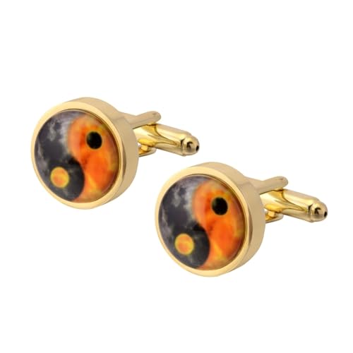 AMDXD Manschettenknöpfe Herren Modern, Yin Yang Tai Chi Cufflinks Wedding, Gold Manschettenknöpfe für Unternehmen von AMDXD