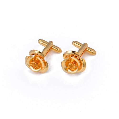 AMDXD Manschettenknöpfe Herren Retro, Rose Blumen Cufflinks Box for Men, Gold Manschettenknöpfe für Unternehmen von AMDXD