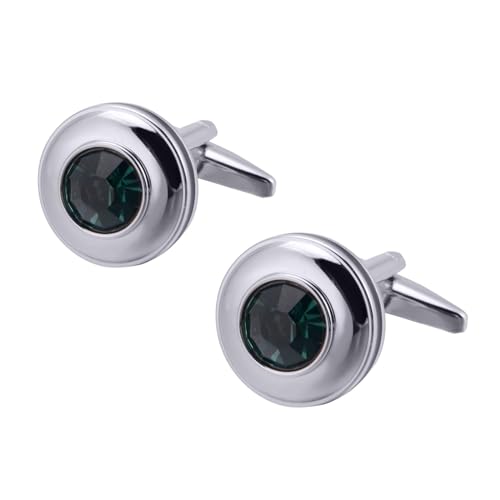 AMDXD Manschettenknöpfe Herren Retro, Rund Cufflinks mit Zirkonia Dunkelblau, Silber Dunkelblau Manschettenknöpfe für Herren zur Hochzeit, Verlobung, Valentinstag, Jahrestag von AMDXD