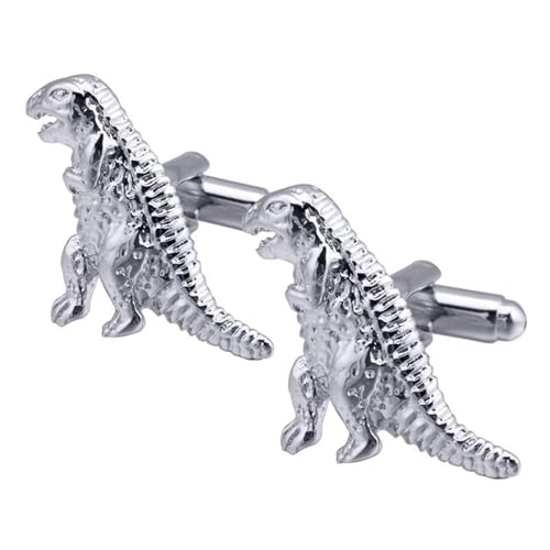 AMDXD Manschettenknöpfe Herren Vintage, Dinosaurier Manschettenknöpfe Hochzeit Herren, Silber Manschettenknöpfe für Unternehmen von AMDXD