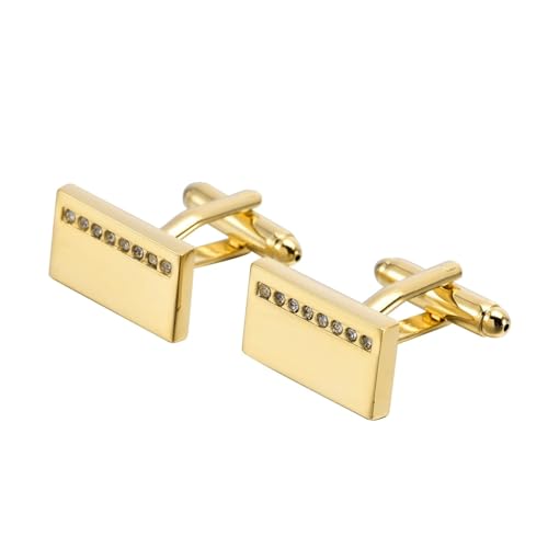 AMDXD Manschettenknöpfe Herren Vintage, Rechteck Cufflinks Box for Men mit Zirkonia, Gold Manschettenknöpfe Hochzeitsgeschenke von AMDXD