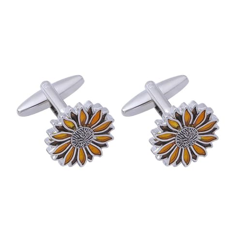 AMDXD Manschettenknöpfe Herren mit Gravur, Blumen Cufflinks for Men, Silber Manschettenknöpfe für Anzug Hemd Hochzeit Business Graduation Gift von AMDXD