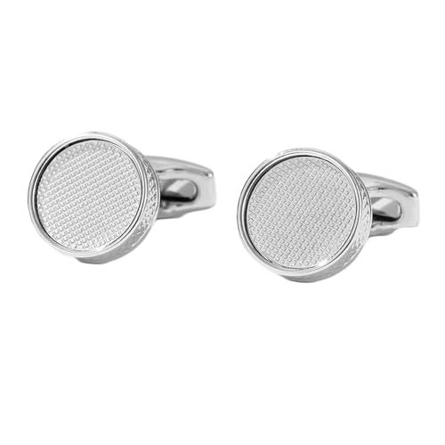 AMDXD Manschettenknöpfe Herren mit Gravur, Klein Kariert Cufflinks, Silber Manschettenknöpfe für Anzug Hemd Hochzeit Business Graduation Gift von AMDXD