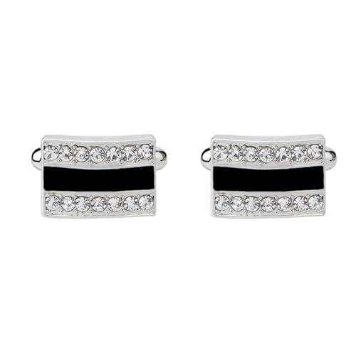 AMDXD Manschettenknöpfe Herren mit Gravur, Rechteck Manschettenknöpfe Hochzeit mit Zirkonia, Silber Manschettenknöpfe Hochzeitsgeschenke von AMDXD