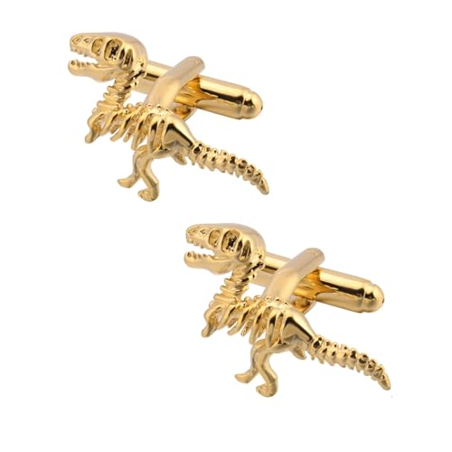 AMDXD Manschettenknöpfe Personalisiert, Dinosaurier Cufflinks for Men Gold, Gold Manschettenknöpfe für Herren zur Hochzeit, Verlobung, Valentinstag, Jahrestag von AMDXD