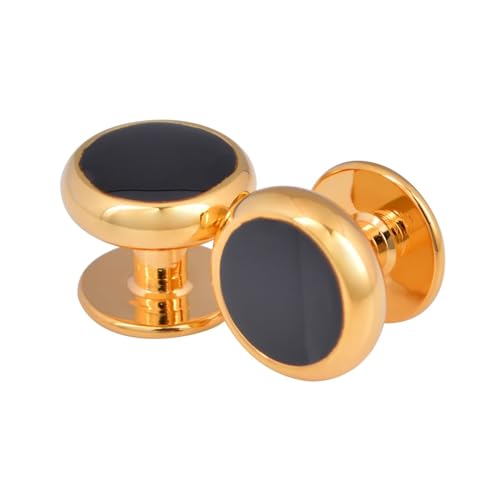 AMDXD Manschettenknöpfe Personalisiert, Rund Cufflinks Box for Men, Gold Schwarz Manschettenknöpfe Hochzeitsgeschenke von AMDXD