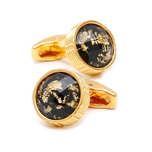 AMDXD Manschettenknöpfe Personalisiert, Rund Cufflinks Shirt for Men, Gold Manschettenknöpfe Hochzeitsgeschenke von AMDXD