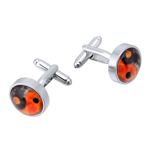 AMDXD Manschettenknöpfe Personalisiert, Yin Yang Tai Chi Cufflinks Wedding, Silber Manschettenknöpfe Hochzeitsgeschenke von AMDXD