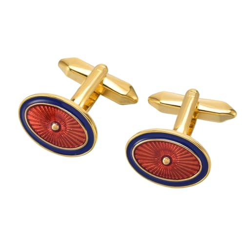 AMDXD Manschettenknöpfe für Herren, Oval Cufflinks, Gold Manschettenknöpfe für Unternehmen von AMDXD