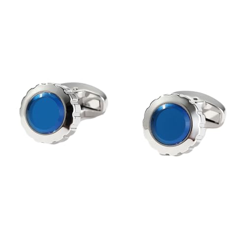 AMDXD Manschettenknöpfe für Herren, Rund Cufflinks, Silber Manschettenknöpfe für Anzug Hemd Hochzeit Business Graduation Gift von AMDXD