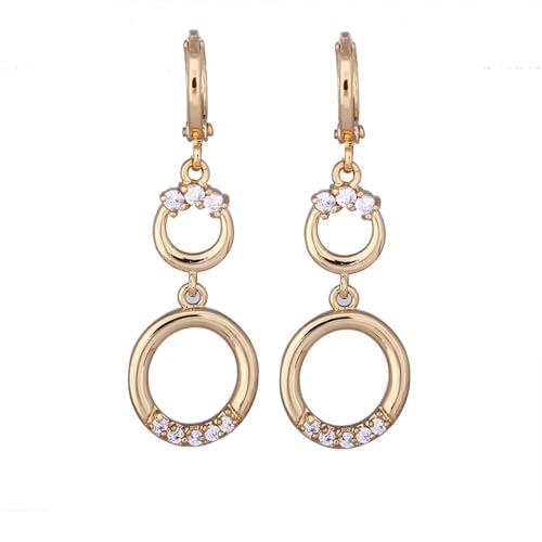 AMDXD Ohrringe 18 Karat 750 Gold, Hoop Creole Hohl Kreis Ohrhänger mit Moissanit, 18K Gelbgold Ohrringe Jugendstil Echt Goldschmuck von AMDXD