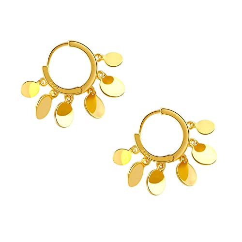 AMDXD Ohrringe Damen Echt Silber, Pailletten Quaste Ohrringe Frauen Stecker, Ohrring Creole Silber 925 in Gold Farbe von AMDXD