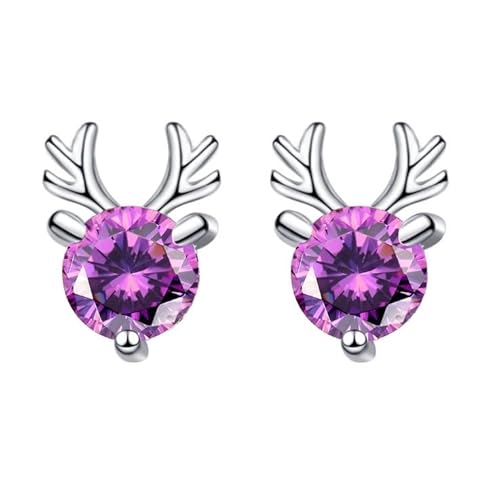 AMDXD Ohrringe Damen Weißgold 9 Karat 375, Hirsche 3 Steg-Krappenfassung Ohrstecker mit Amethyst Lila, 9K Gold Damenohrringe Echt AMDXD Ohrringe Damen Weißgold 9 Karat 375, Hirsche 3 Steg-Krappenfassung Ohrstecker mit Amethyst Lila, 9K Gold Damenohrringe Echt von AMDXD