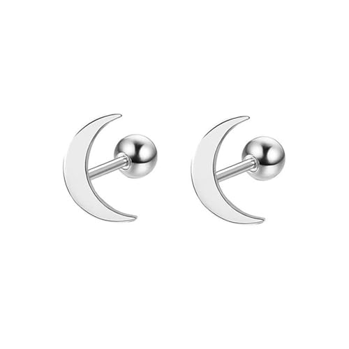 AMDXD Ohrringe Frauen 9 Karat Weißgold 375, Mond Ohrstecker, 9K Gold Ohrringe Echt Gold Schmuck von AMDXD