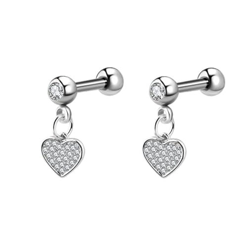 AMDXD Ohrringe Frauen Weißgold 14K, Herz Ohrhänger mit Moissanit, Au585 Gold Moissanit Ohrstecker Damen Klein Echt Goldschmuck von AMDXD