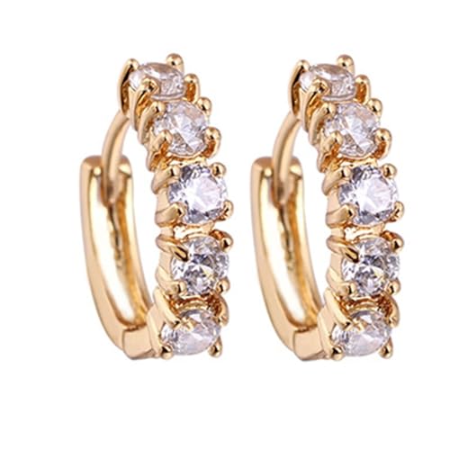 AMDXD Ohrringe Vintage 14K Gold Au585, Klassiker Creolen mit Moissanit, Gelbgold Au585 Damenohrringe Echt Goldschmuck von AMDXD